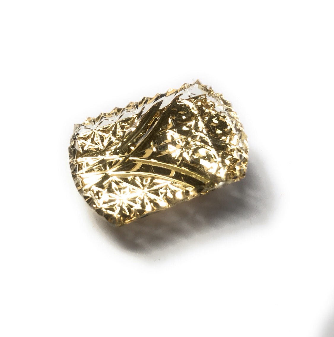 東京切子帯留め　海神　クリアーゴールド