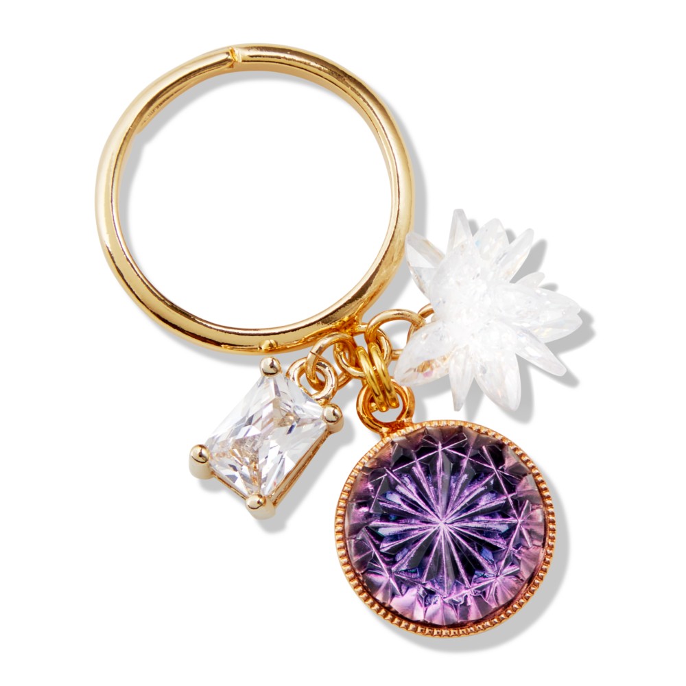 東京切子リング　菊　紫　シャンデリア　ゴールド