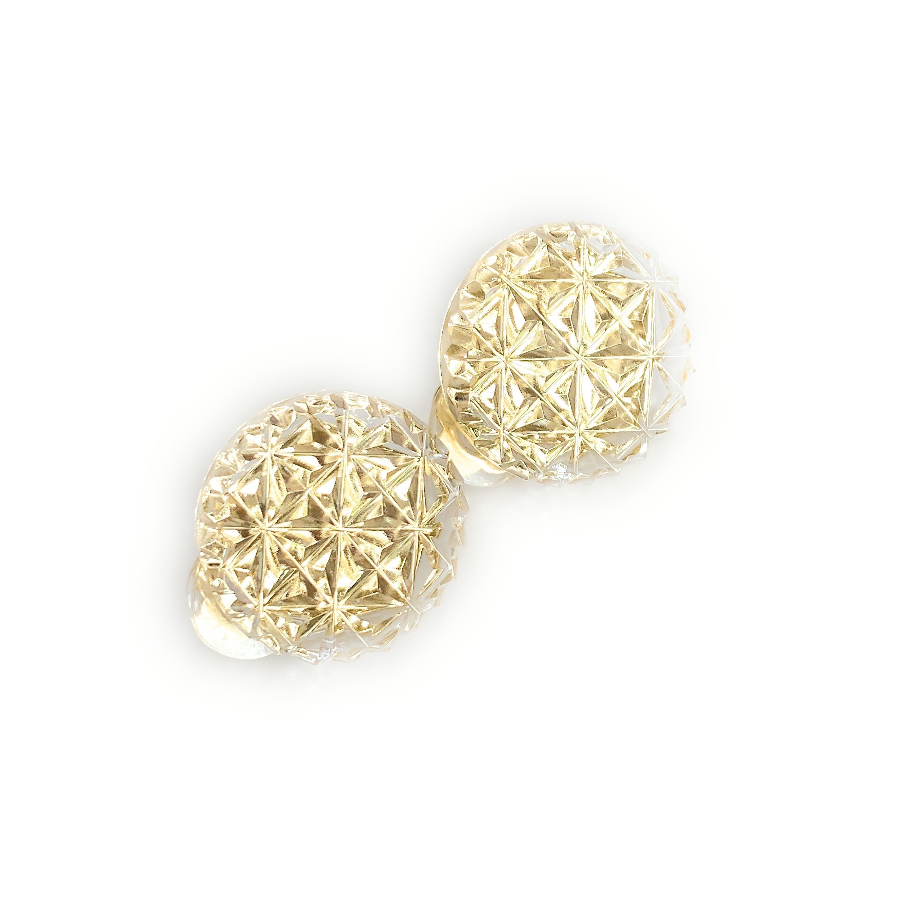 東京切子イヤリング　麻の葉　クリアー・ゴールド