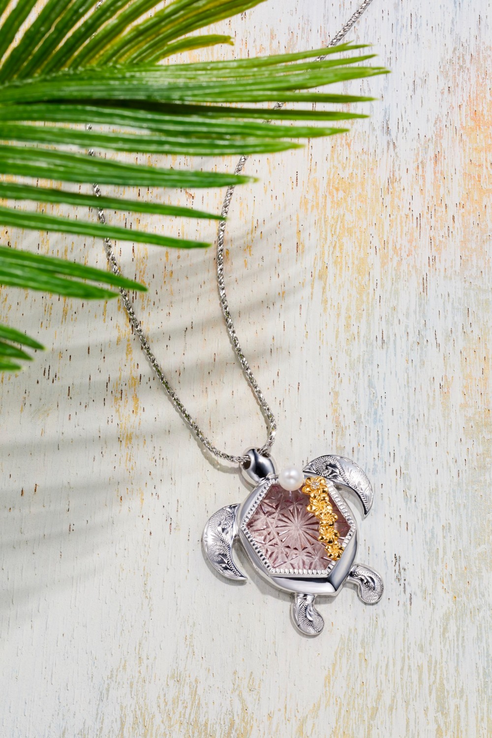 KILIKO　JEWELRY（東京切子）×　ハワイアンジュエリー 　ネックレス　ホヌ　菊　アメジスト