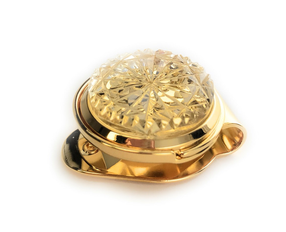 東京切子ゴルフマーカー　菊　クリアー・ゴールド 2枚目の画像