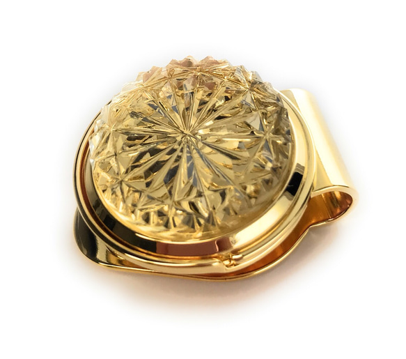 東京切子ゴルフマーカー　菊　クリアー・ゴールド 3枚目の画像