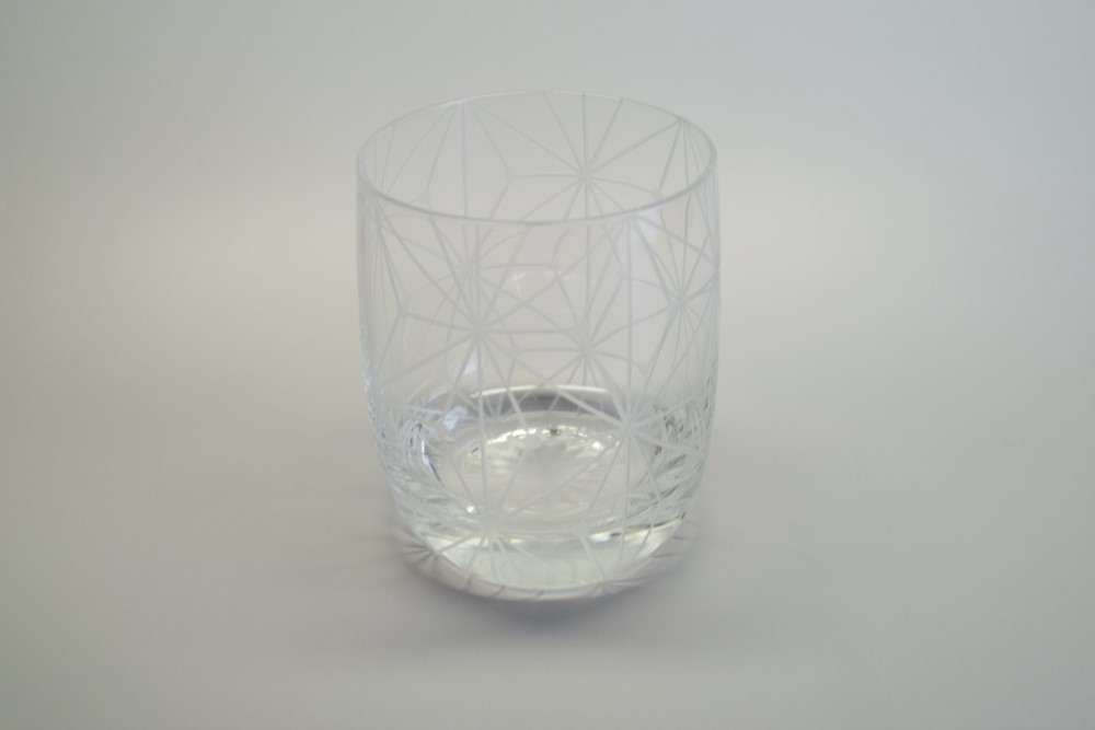 東京切子（花切子）焼酎グラス　千代紙　クリアー