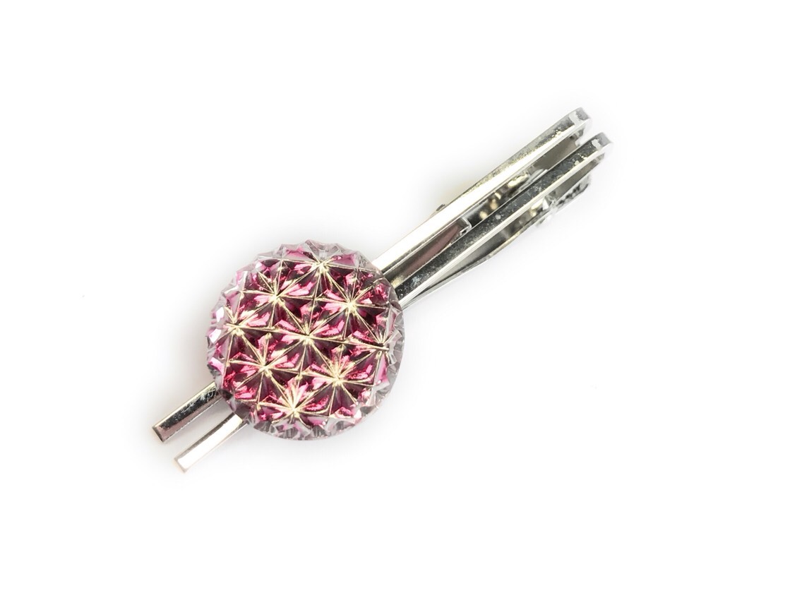 東京切子ネクタイピン　麻乃葉　金赤