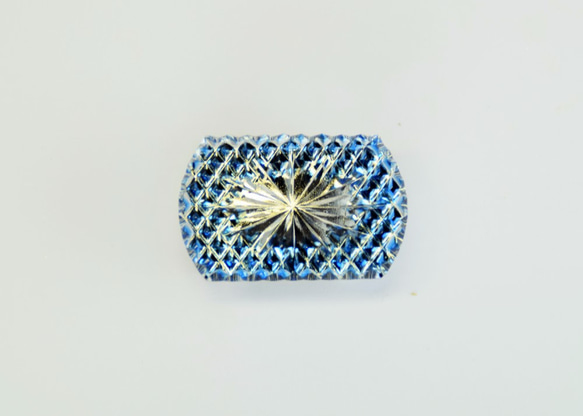 東京切子帯留め　光更紗　青 