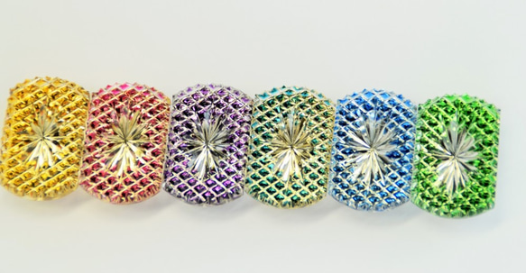 東京切子帯留め　光更紗　青 