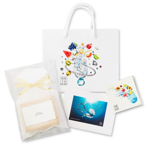 東京切子帯留め　光更紗　青 