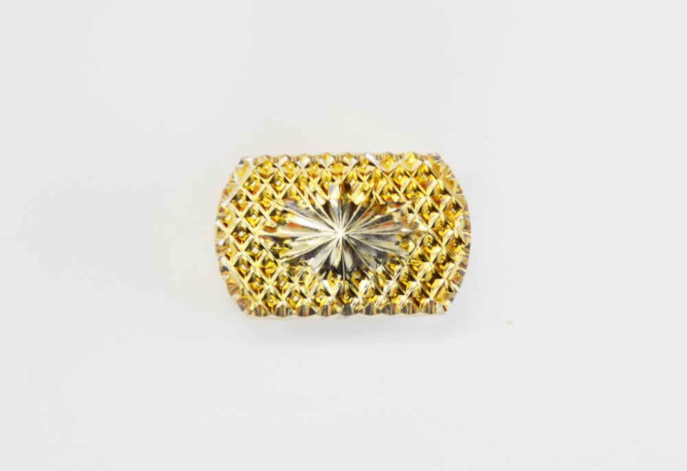 東京切子帯留め　光更紗　アンバー