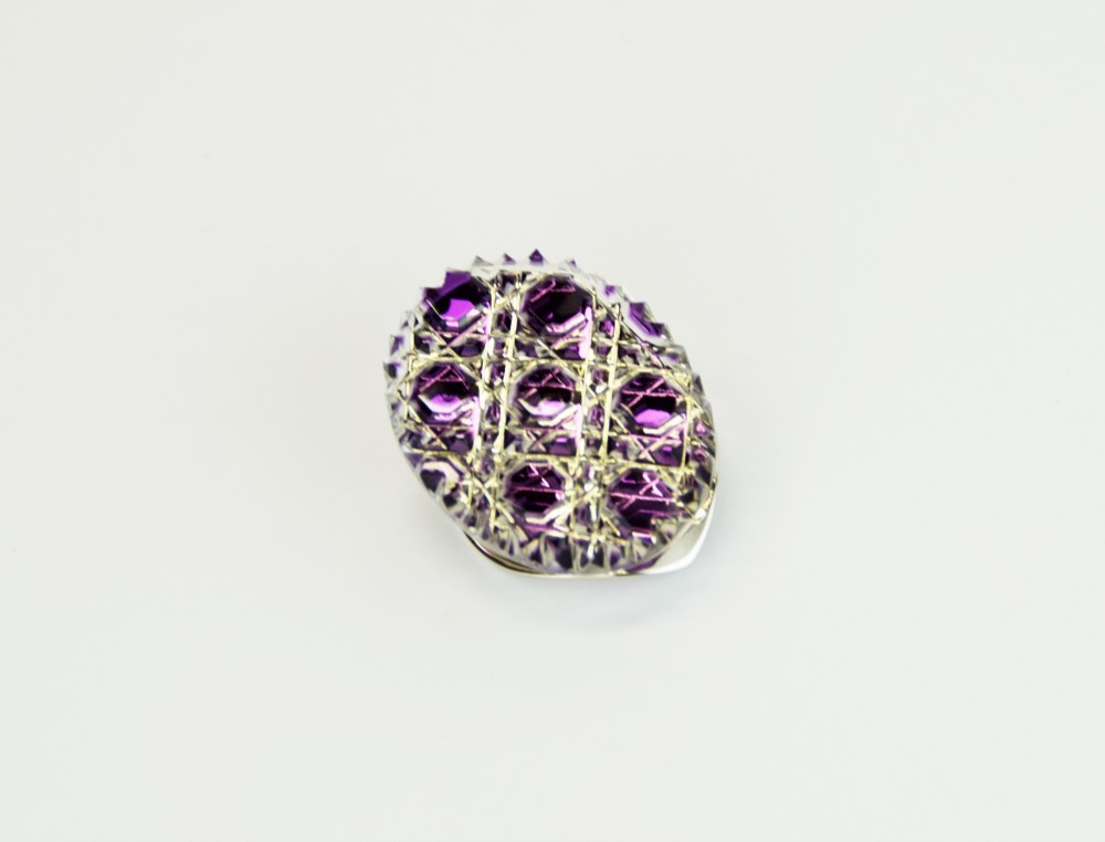 東京切子スカーフクリップ　光籠目　パープル