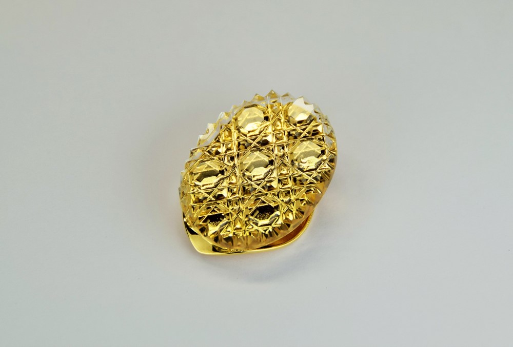 東京切子スカーフクリップ　光籠目　クリアー・ゴールド