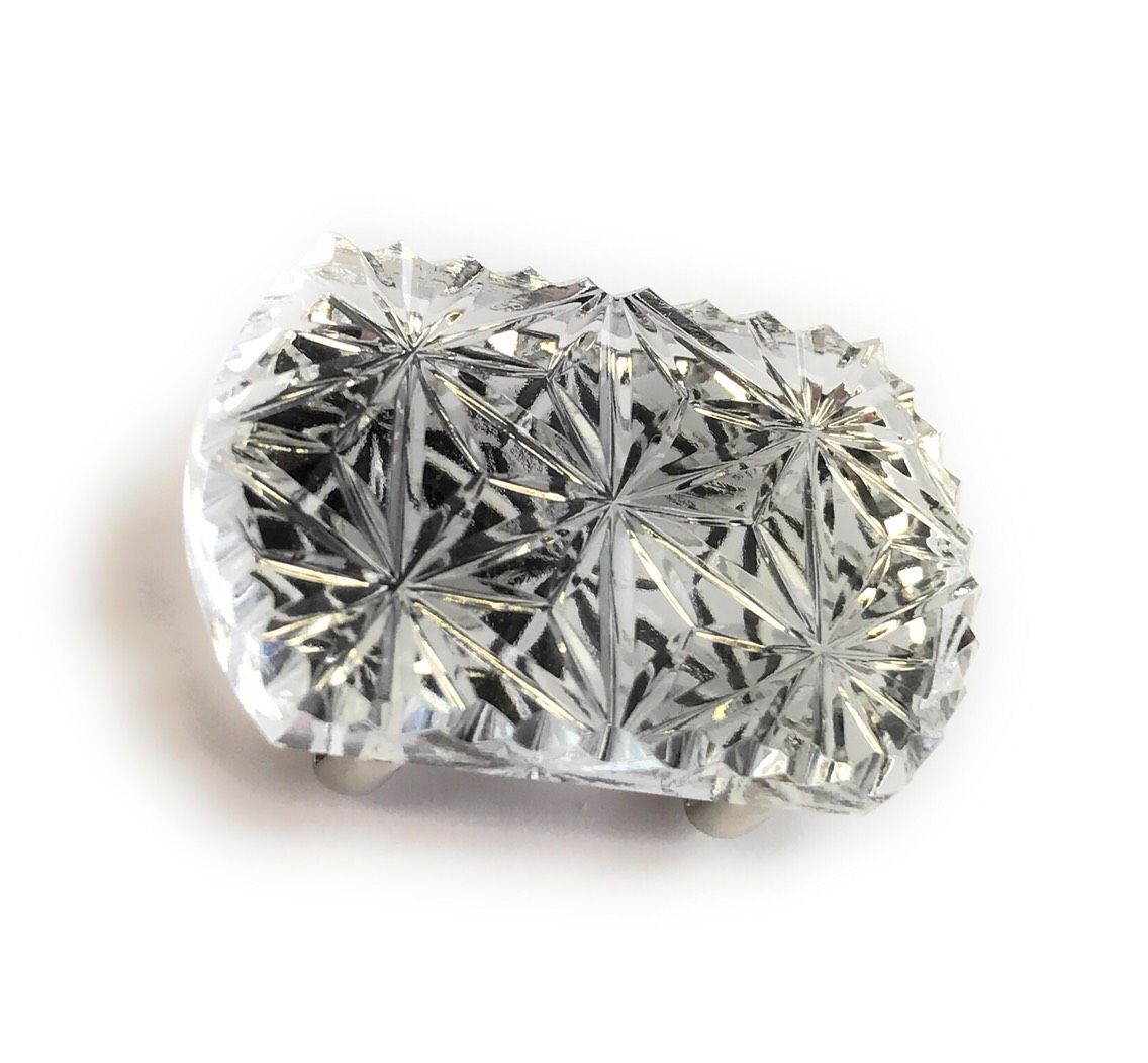 東京切子帯留め　千代紙　クリアー