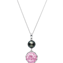 KILIKO JEWELRY(東京切子）ネックレス　麻乃葉　丸　Amethyst　+　黒蝶パール 1枚目の画像