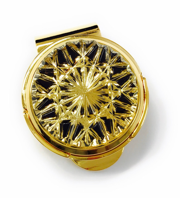 東京切子ゴルフマーカー　ひまわり　ブラック ゴールド 1枚目の画像