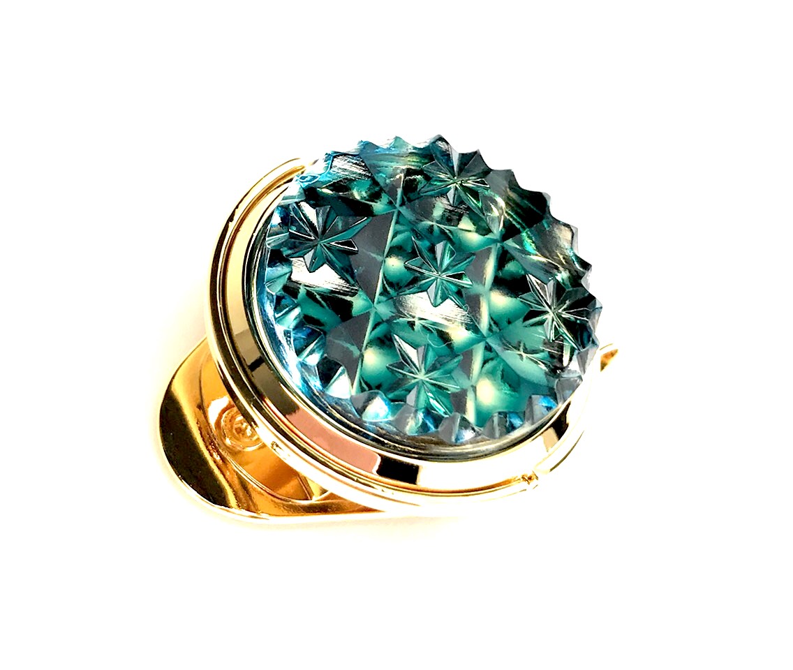 東京切子ゴルフマーカー　輝七宝　～かがやきしっぽう～　ダークブルー・ゴールド