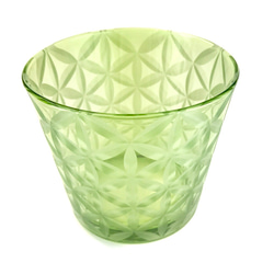 「魔法のグラス」東京切子（花切子）グラス　フラワー・オブ・ライフ 　緑 2枚目の画像