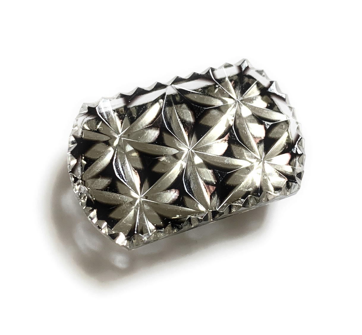 東京切子帯留め　お太鼓　六花　ブラック