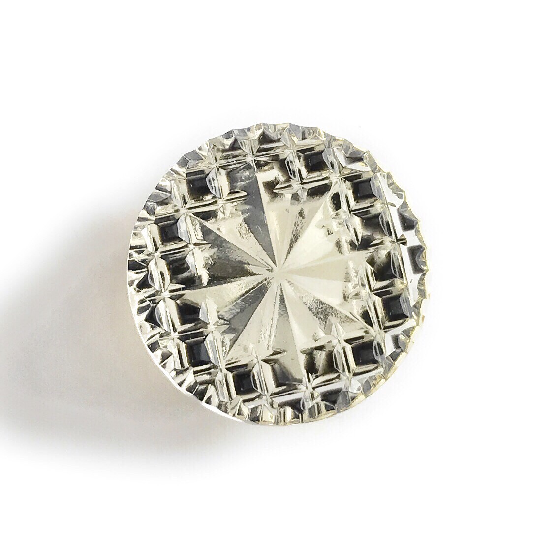 東京切子帯留  　丸　光更紗　～ひかりさらさ～　ブラック・ゴールド