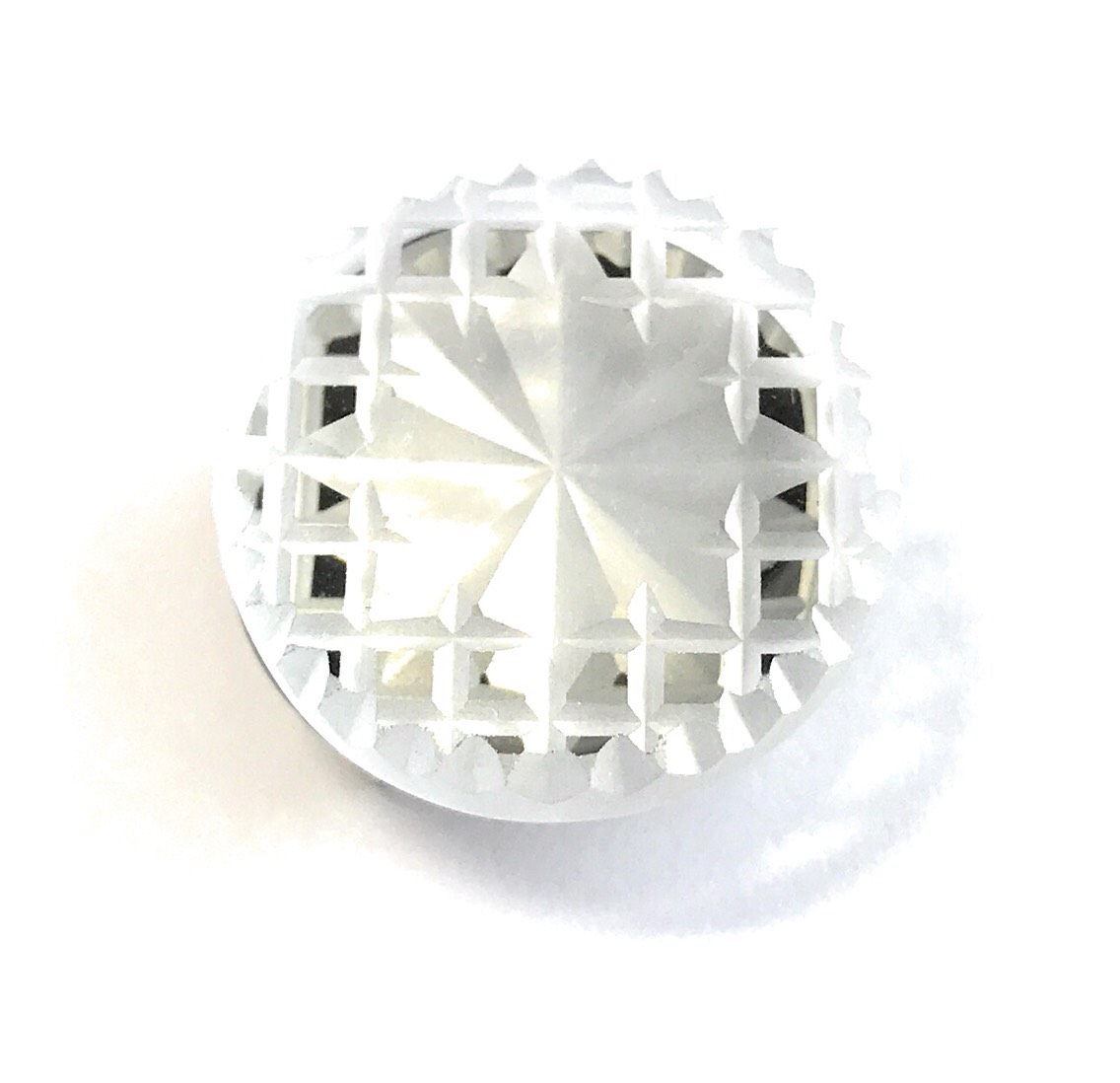 東京切子（花切子）帯留  丸　光更紗　～ひかりさらさ～　クリアー