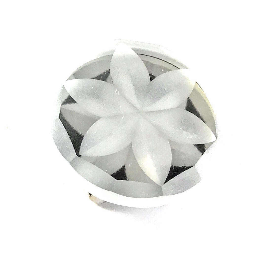 東京切子帯留  Reflection　六花一輪　/　クリアー