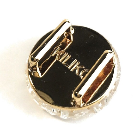 東京切子帯留め　丸　輝市松　～かがやきいちまつ～　/　ダークグリーン・ゴールド                                     約22mm x 22mm ゴールドコーティング台座(KILIKO台座・ポーチはネット販売のみの付属品です）お客様の D1446650957(11000円)