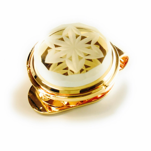 切子ゴルフマーカー 東京切子ゴルフマーカー Reflection 雅楽 クリアー・ゴールド 帯留め