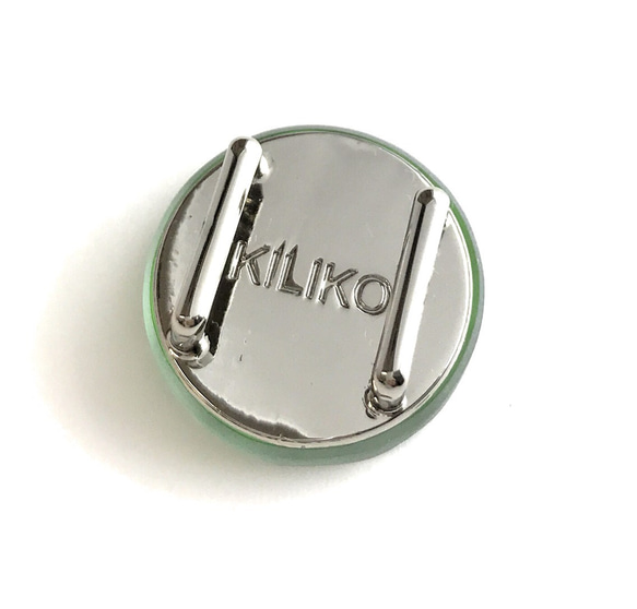 東京切子（花切子）帯留 　六花　グリーン 