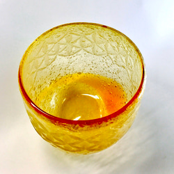 東京切子（花切子）グラス　六花　橙 2枚目の画像