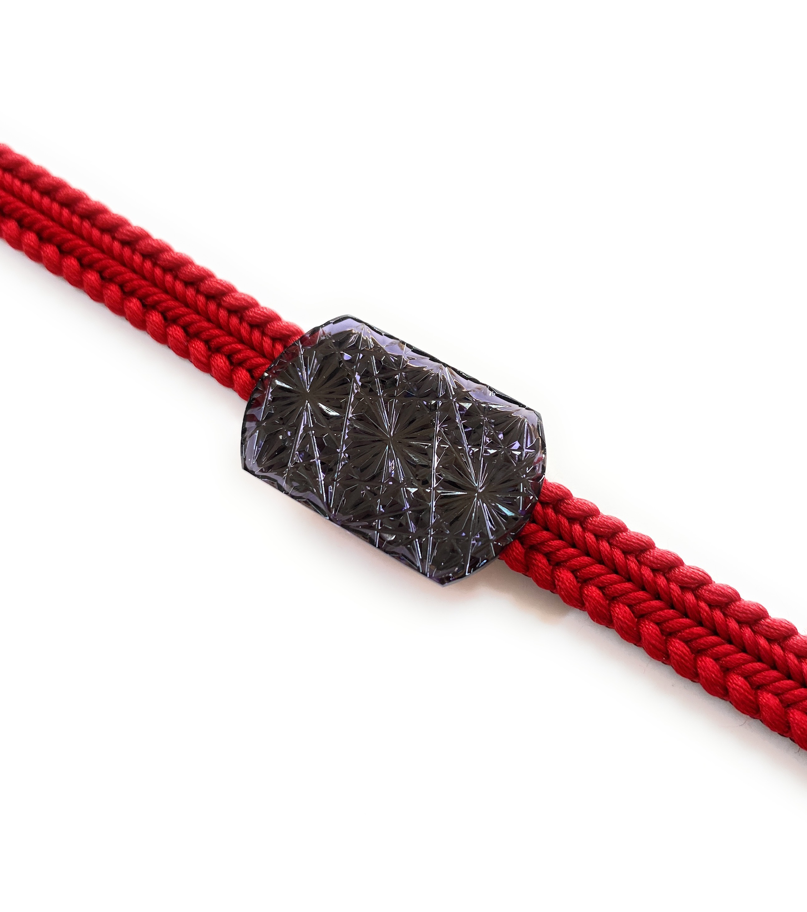 東京切子帯留め　ステンドグラス　星姫　パープル