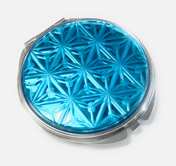 Tokyo Kiriko (Hana Kiriko) Compact Mirror Chiyogami Blue Futuris 第2張的照片