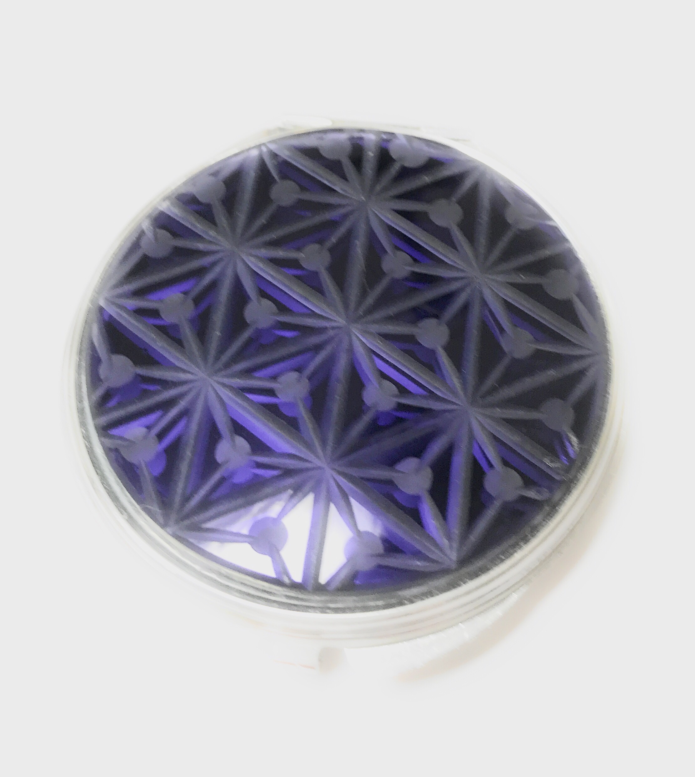 東京切子（花切子）コンパクトミラー　千代紙　紫　Futuristic　Silver