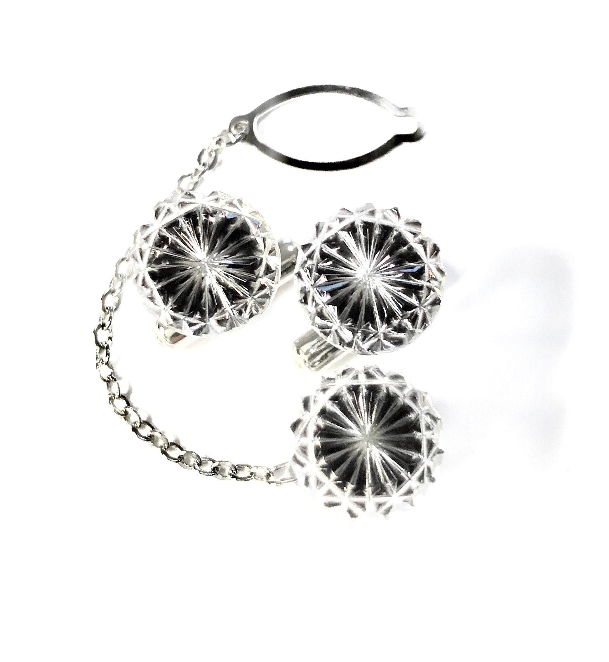 東京切子タイタック・カフスセット　菊　ブラック（手磨き）