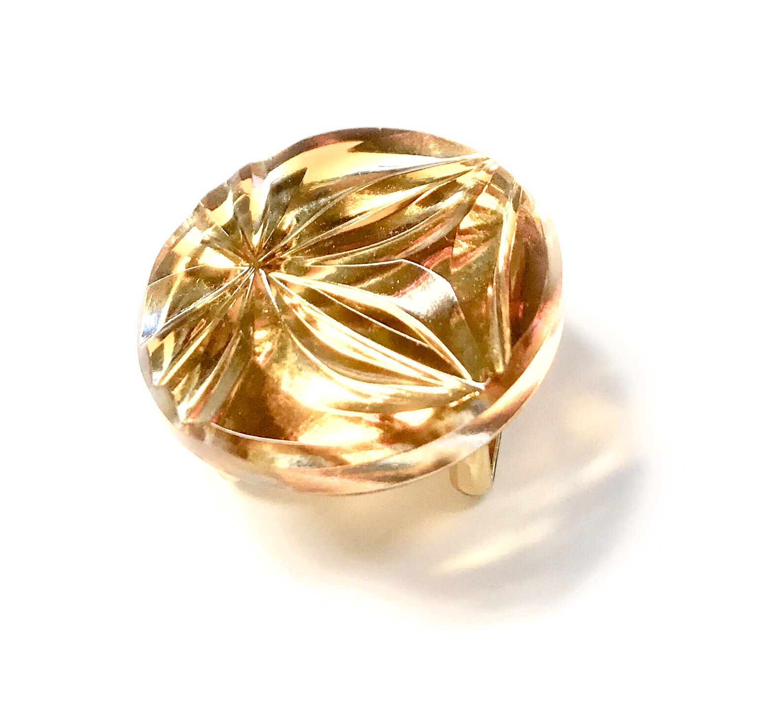 東京切子帯留め　雅七宝　～みやびしっぽう～　アンバー・ゴールド