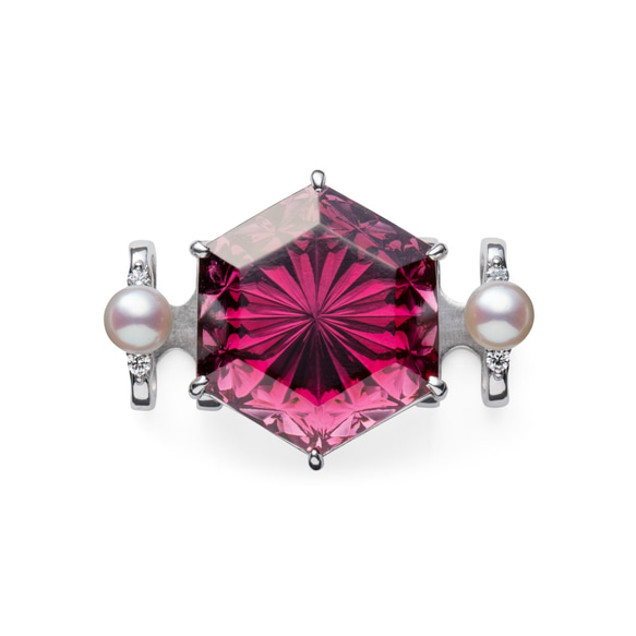 KILIKO　JEWELRY（東京切子）帯留め　六芒菊　ワインレッド 1枚目の画像