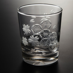 「縁起グラス」東京切子（花切子）ロックグラス　菊亀甲　桜宴　～きくきっこう　さくらうたげ～ 2枚目の画像