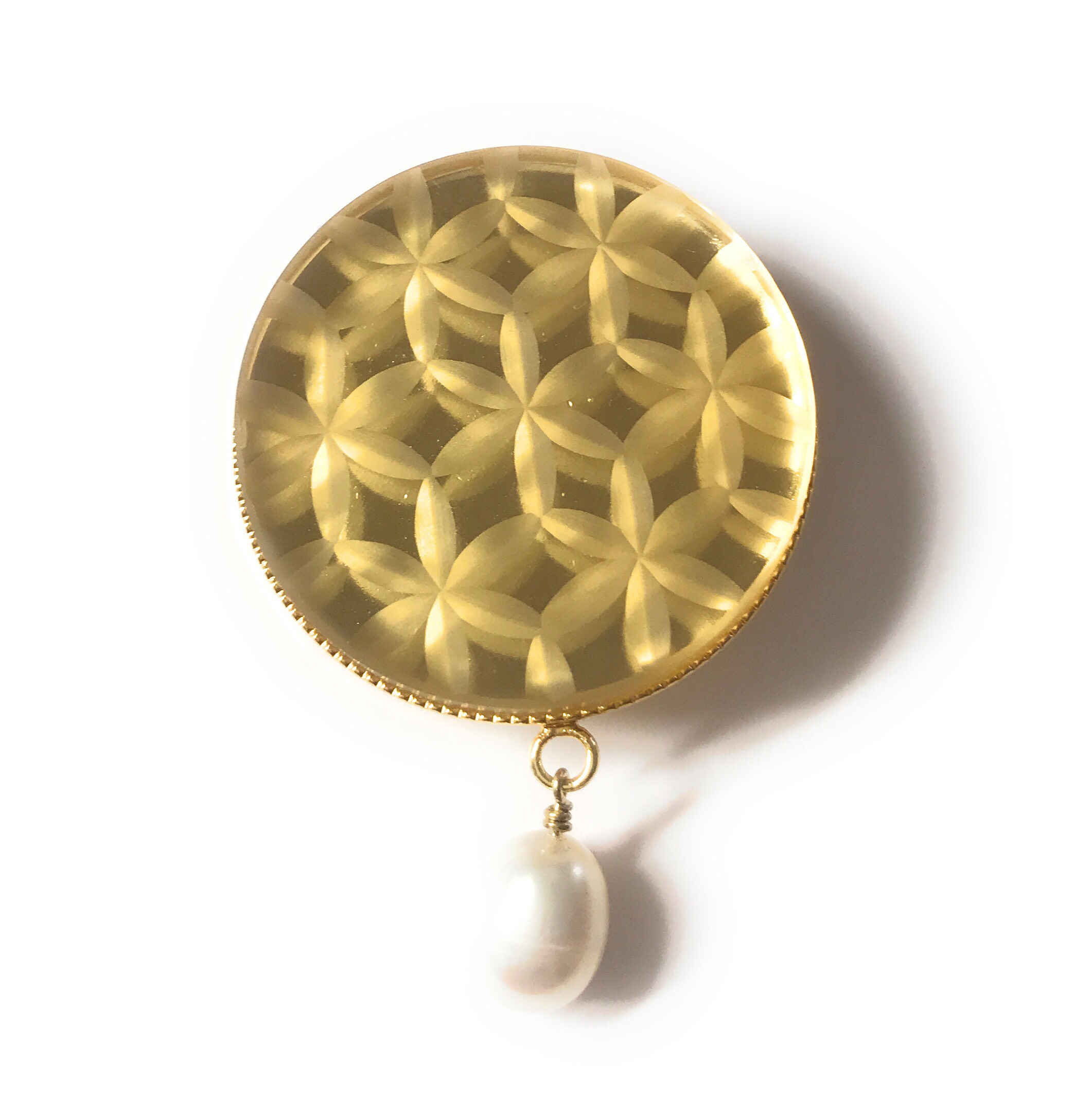 東京切子（花切子）帯留め　六花（可憐）