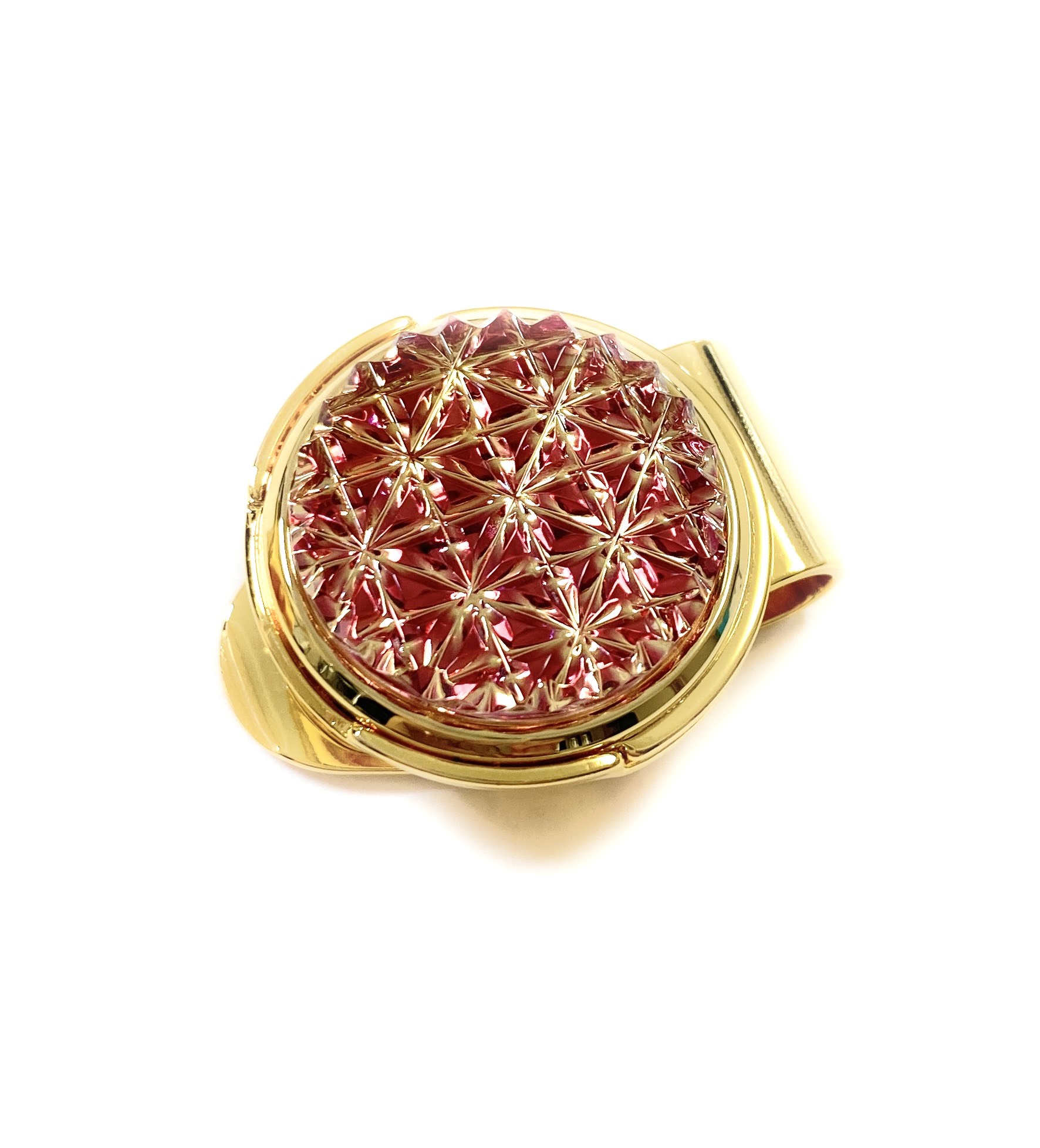 東京切子ゴルフマーカー　麻乃葉　金赤・ゴールド