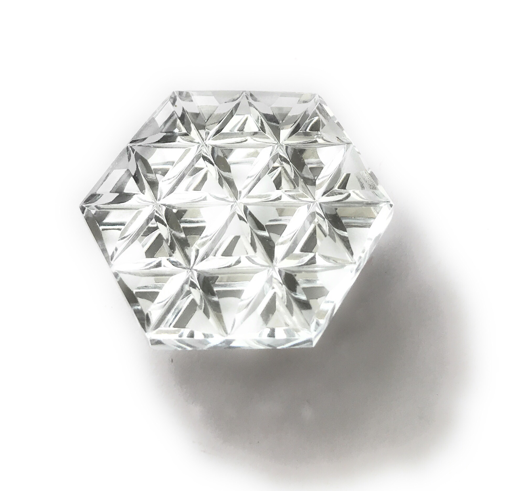 東京切子帯留め　雪華絞り　クリアー