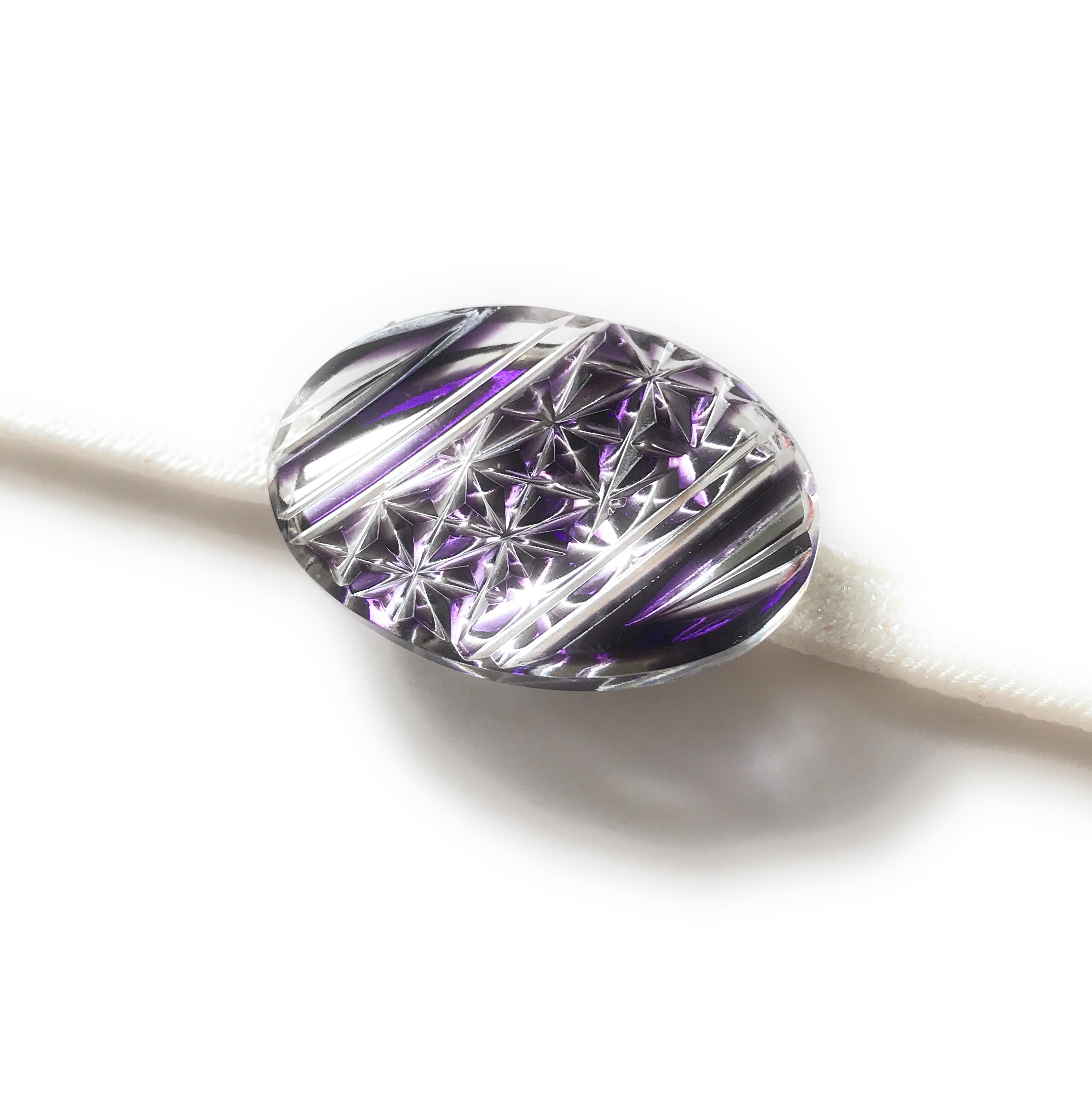 東京切子帯留め  Tradition  オーバル　パープル