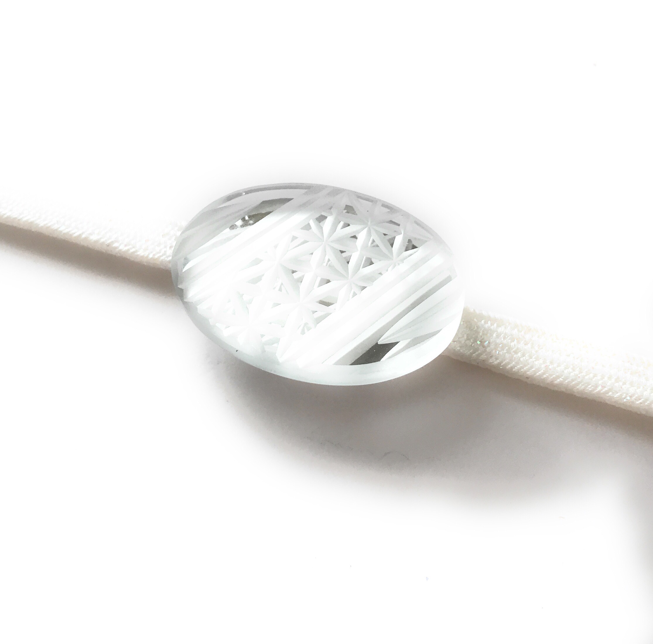 東京切子帯留め  Tradition  オーバル　クリアー