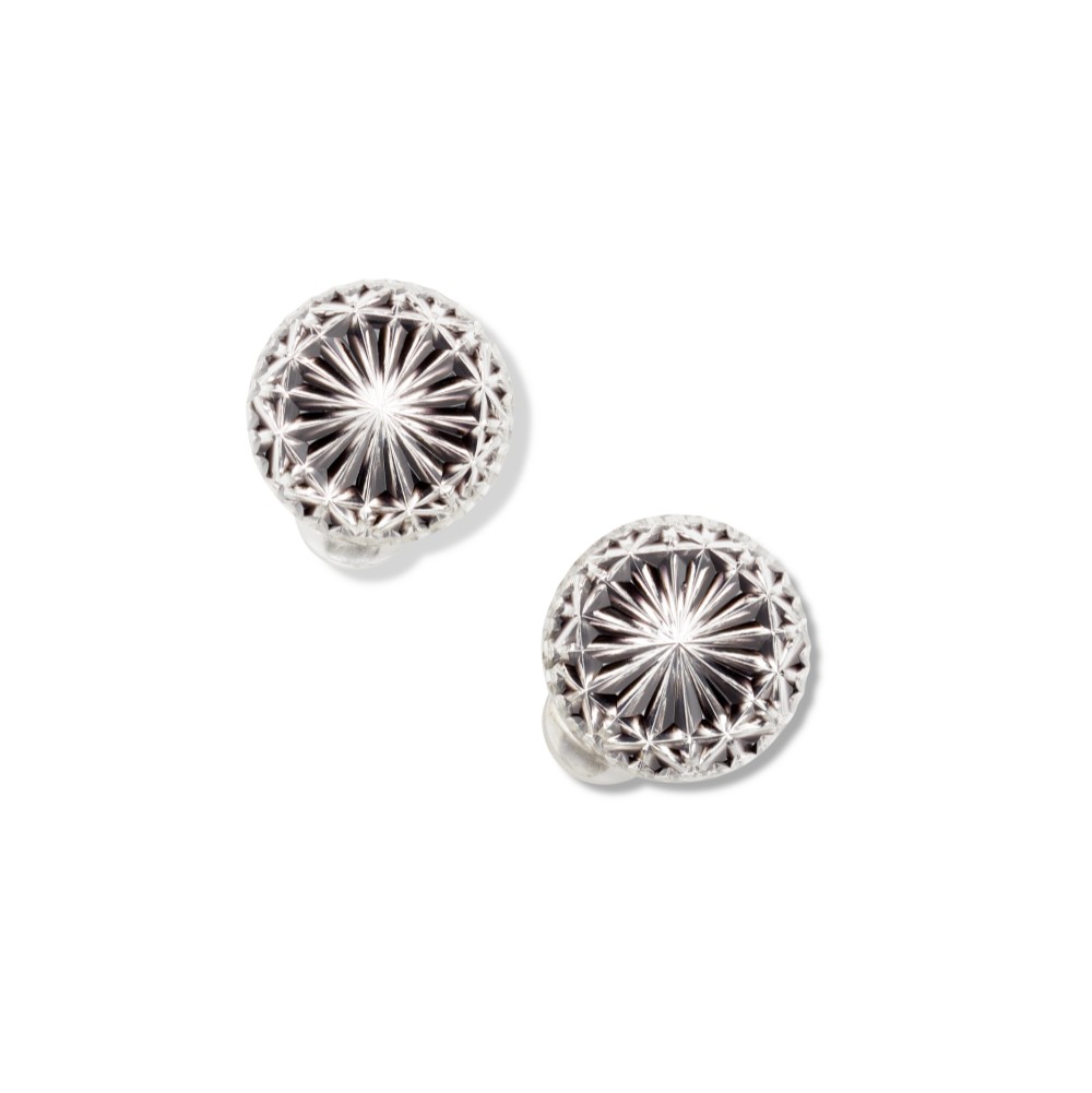 東京切子イヤリング　菊　ブラック