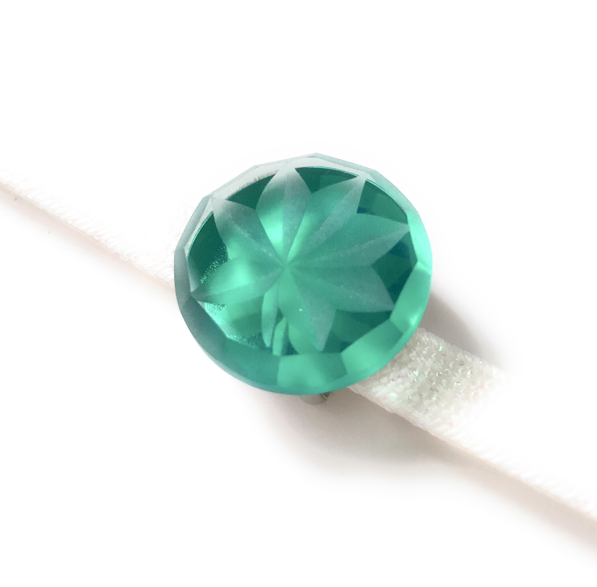 東京切子帯留  Reflection　もみじ　グリーン