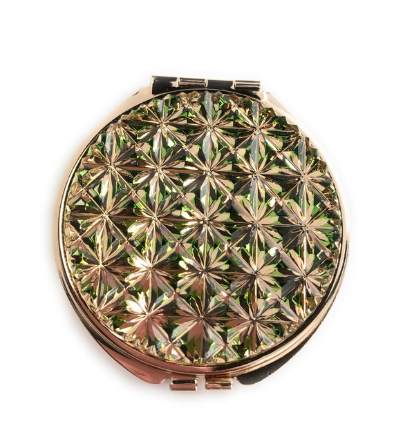 東京桐子輕巧鏡“珠寶”麻葉/綠色玫瑰金 第2張的照片