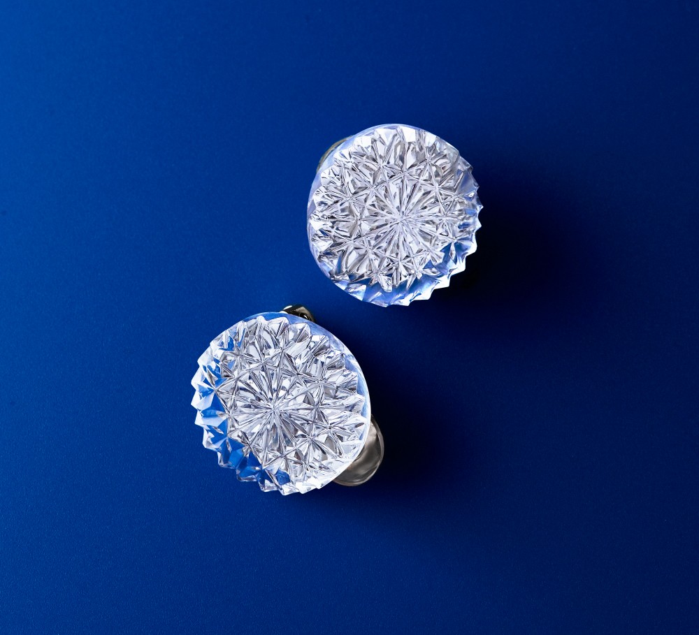 東京切子イヤリング　ひまわり　クリアー