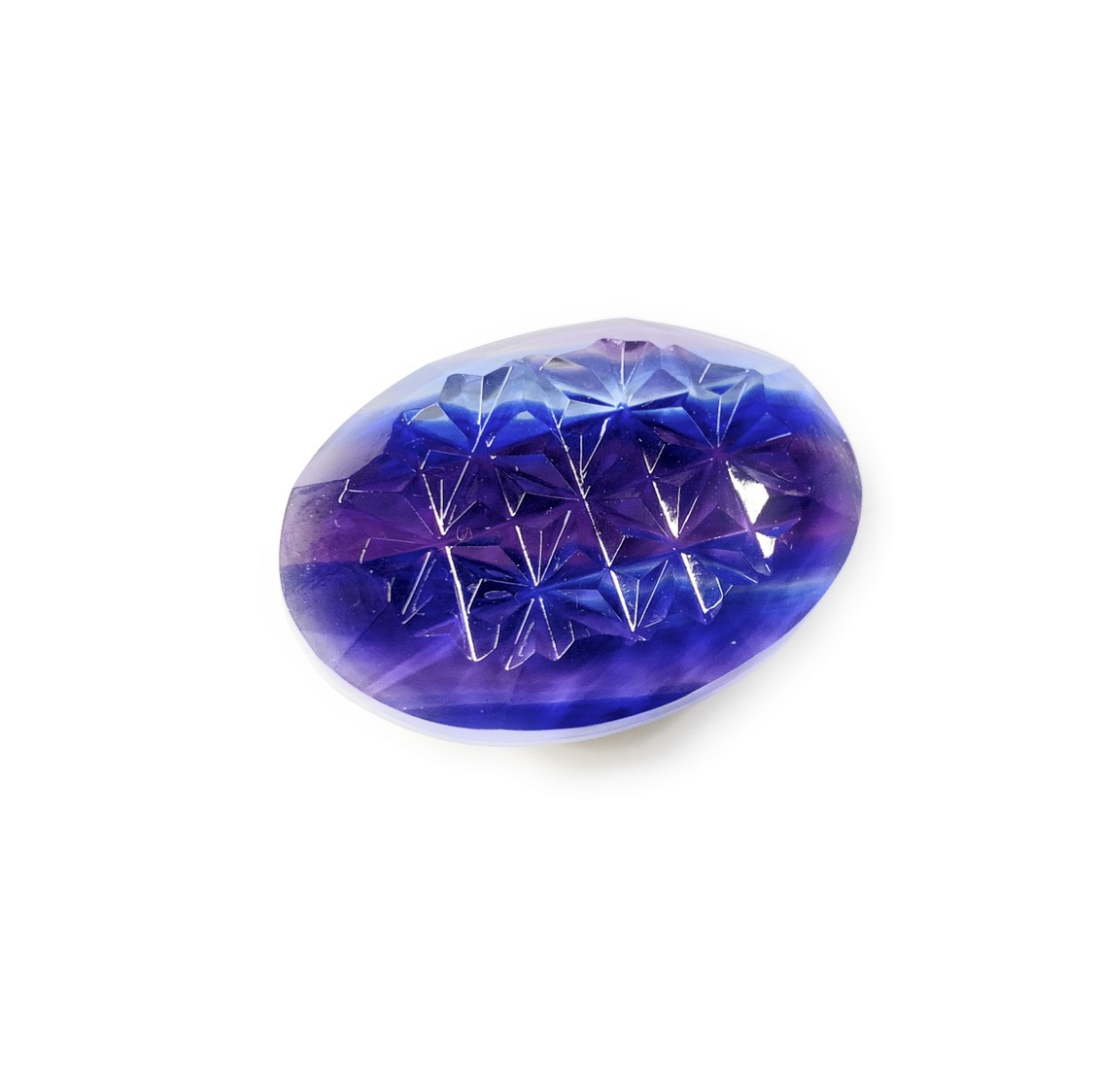 東京切子帯留め　マーブル　麻の葉