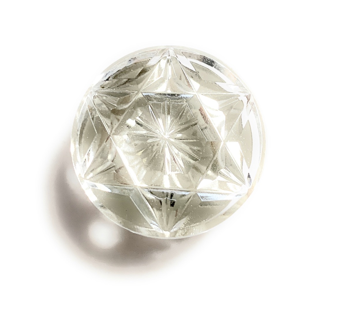 東京切子帯留  丸　六芒菊　クリアー