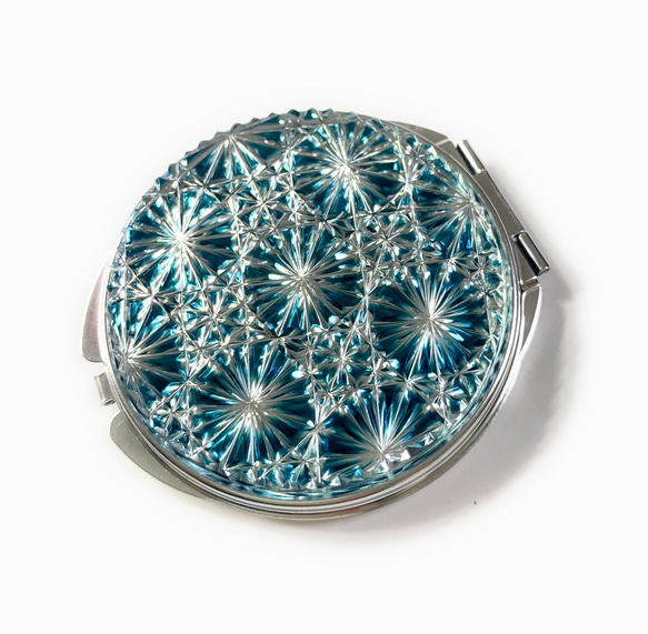 東京切子コンパクトミラー 星姫 　ダークブルー　Silver 2枚目の画像