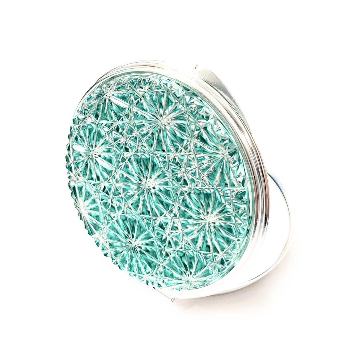 東京切子コンパクトミラー 星姫  ダークグリーン　Silver