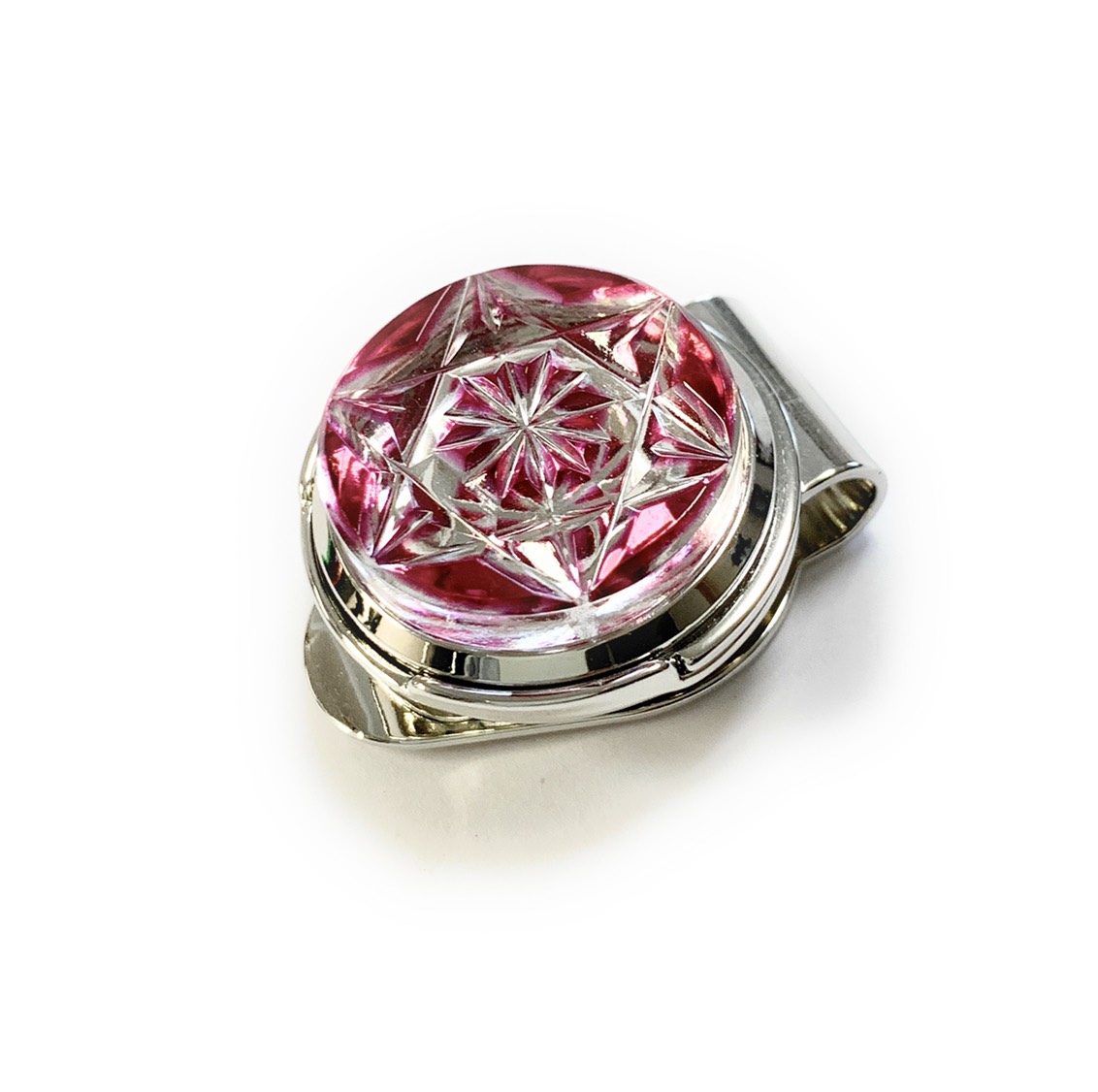 東京切子ゴルフマーカー  六芒菊　ライト金赤