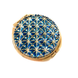 東京切子コンパクトミラー”Jewelry" 麻の葉　ブルー・ピンクゴールド 2枚目の画像