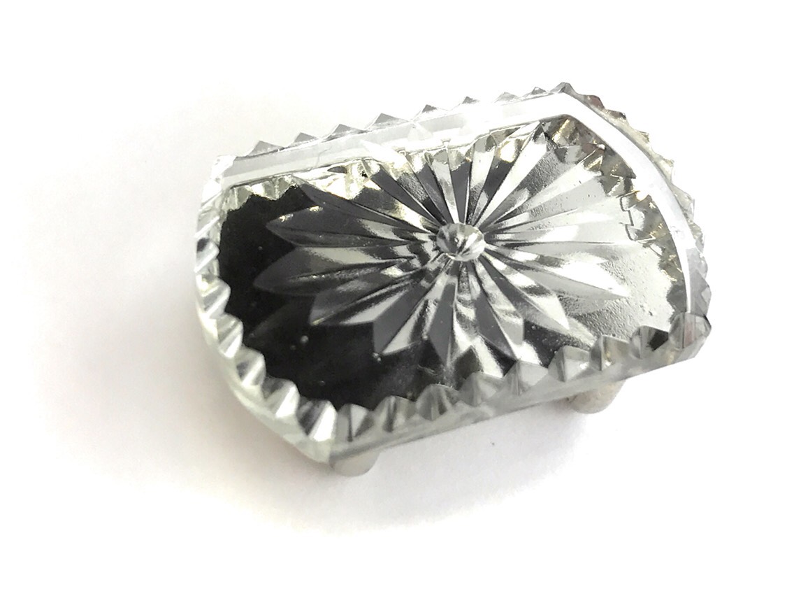 東京切子帯留め　お太鼓　氷菊　クリアー